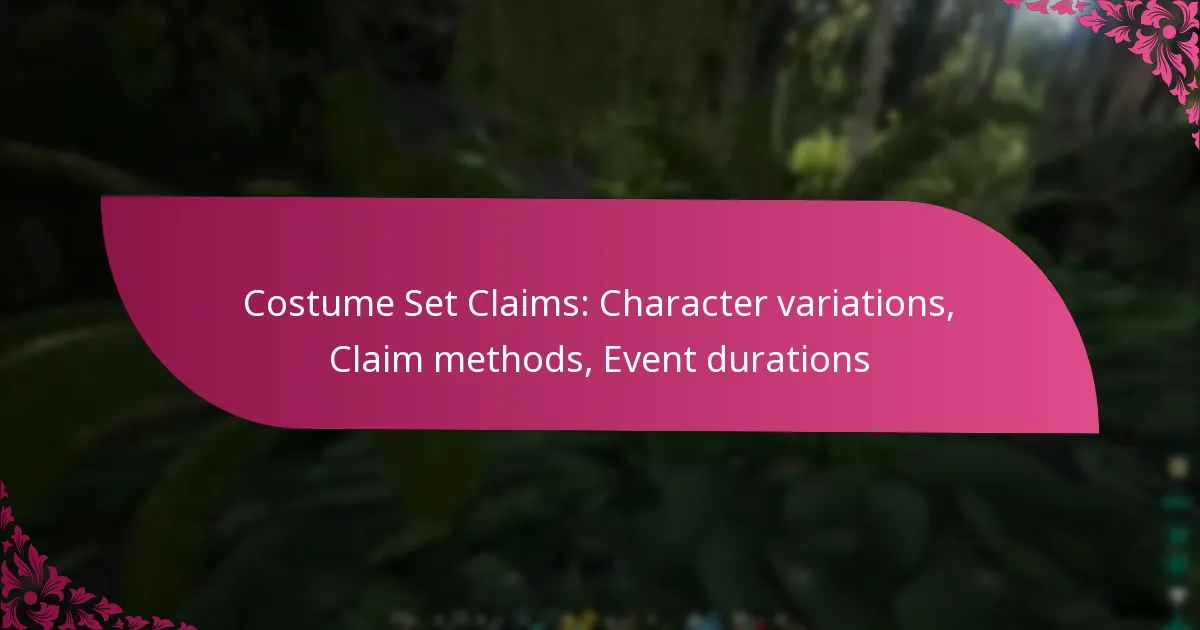 Costume Set Claims: Character variations, Claim methods, Event durations