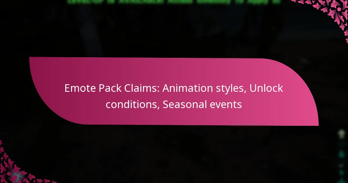 Emote Pack Claims: Animation styles, Unlock conditions, Seasonal events