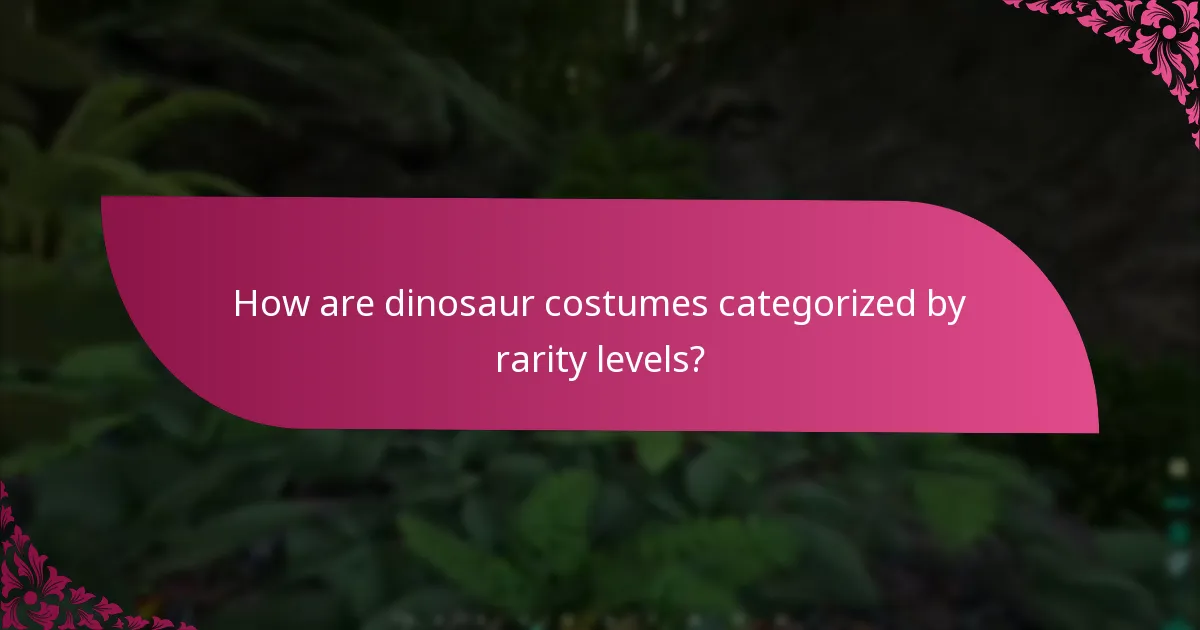 How are dinosaur costumes categorized by rarity levels?